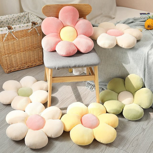 MIAOOWA Bunte Blumen Plüsch Kissen, 35cm, Bunt / Mehrfarbig - Bild 1