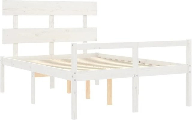 vidaXL Seniorenbett aus massivem Kiefernholz mit Kopfteil in Weiß, B/T/H: 120 x 200 cm - Bild 1