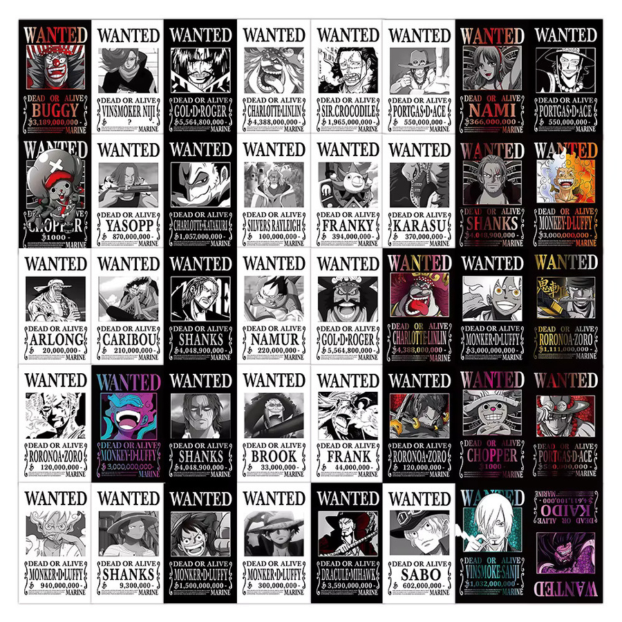 Bandai ONE PIECE Wanted-Poster Aufkleber, Piraten, Bunt / Mehrfarbig, 10/30/56 Stück Set - Bild 2