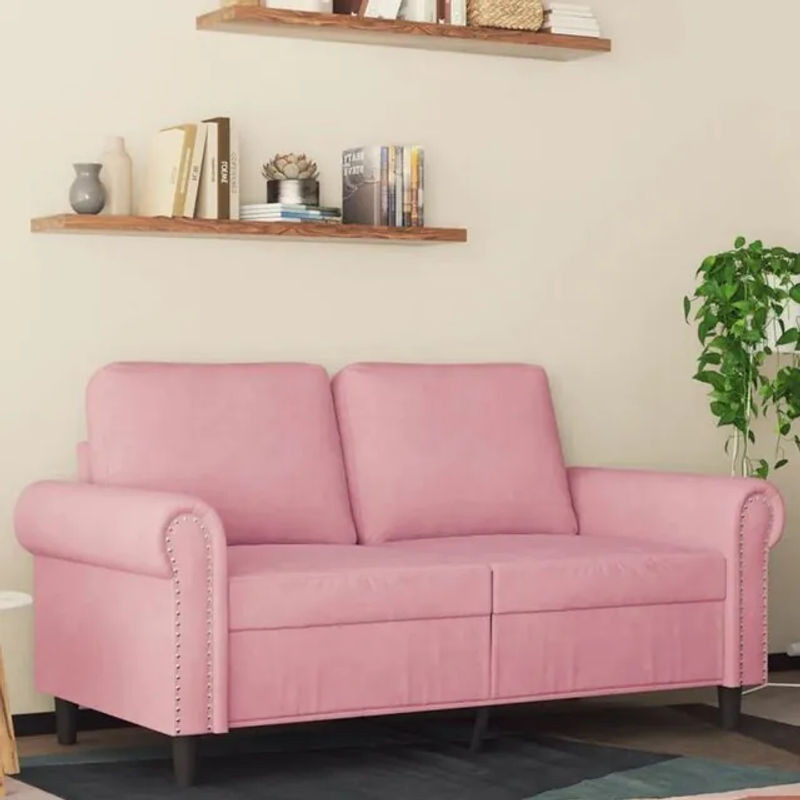 Vidaxl 2-Sitzer-Sofa aus Samt in Rosa mit Metallgestell, Breite: 152 cm, Höhe: 80 cm, Tiefe: 77 cm - Bild 1