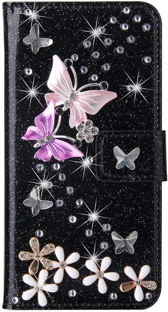 Glitzer Leder Handyhülle mit Geldbörsenfunktion für Apple iPhone Modelle in Schwarz und Multicolour - Bild 1