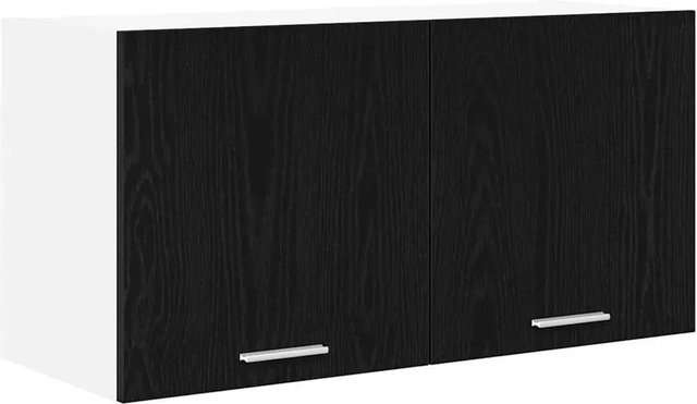 vidaXL Hängeschrank Riga mit Tür in Schwarz und Eichen-Optik, B/T/H: 80 x 31 x 40 cm - Bild 1
