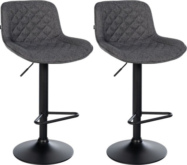 CLP Barhocker 2er Set Kasson, höhenverstellbare Barstühle mit Rückenlehne und Fußablage, modern, grau, Stoff - Bild 1