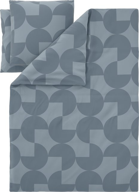 LIVARNO Edel-Renforcé-Bettwäsche mit Blumenmuster aus Baumwolle, Blau/Anthrazit, B/H: 200 x 220 cm, inklusive 2 Kissenbezügen (80 x 80 cm) - Bild 1