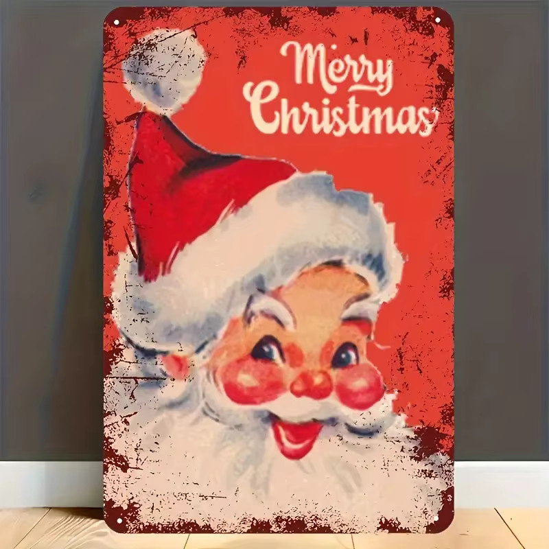 Potdemiel Retro-Weihnachtsblechschild aus Metall als Wandkunst im Vintage-Stil, B/H: 30 x 20 cm - Bild 2