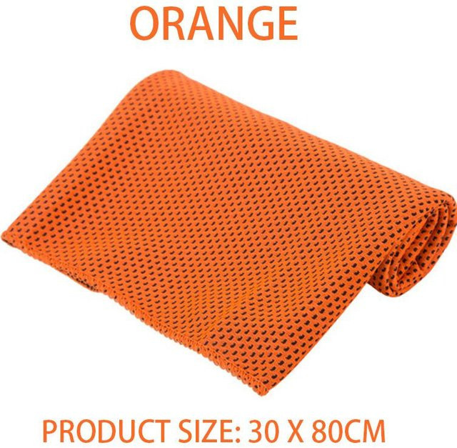 Yiran Health & Beauty Atmungsaktives Kühltuch mit Aufbewahrungsbox, Sporttuch für Fitness und Yoga, Orange, B/T/H: 80 x 30 cm - Bild 1