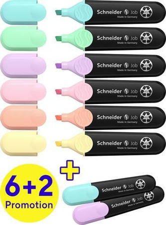 Schneider Textmarker Set in Pastellfarben mit 8 Stück aus recyceltem Kunststoff und Spitzform Chisel