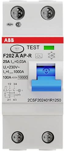 ABB FI-Schutzschalter F202 A-25/0,03 AP-R 2-polig 25A 0,03A 230V in Weiß - Bild 1