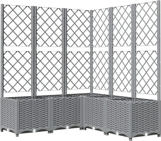 vidaXL Pflanzkübel mit Rankgitter aus Polypropylen in Hellgrau, B/T/H: 120 x 120 x 136 cm