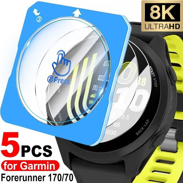 Premium Displayschutzfolie aus gehärtetem Glas für Garmin Forerunner 170, 170 Music und 70, transparent, inklusive Auto-Alignment-Installationskit - Bild 1