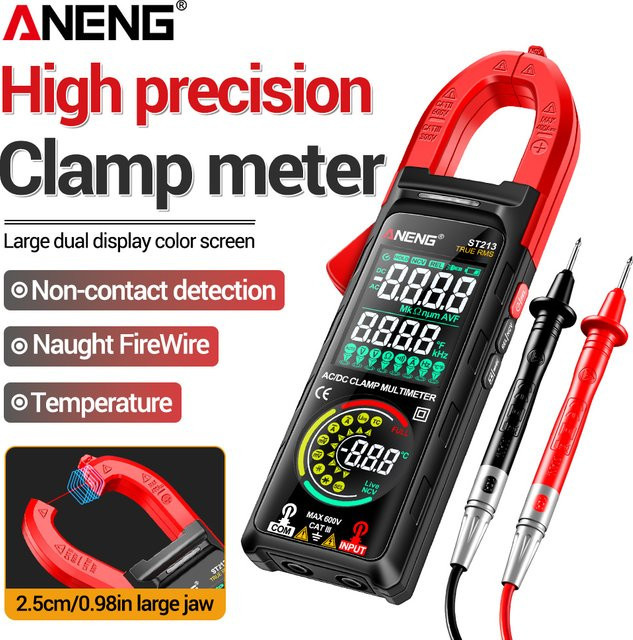 ANENG ST213 Smart Digital Multimeter Zangenmessgerät mit Dual-Display und berührunglosem Detektor in Schwarz - Bild 1