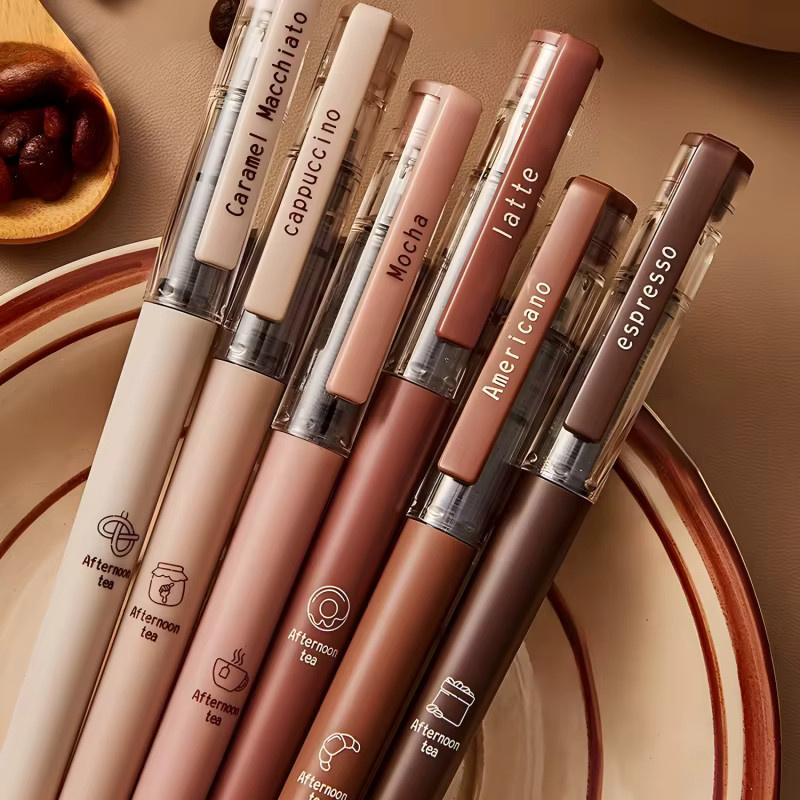 Kolorowys Kaffeestift Set mit schwarzer Tinte, 0,5 mm Stiftstärke, gelbe Farbe, 6 Stück - Bild 2