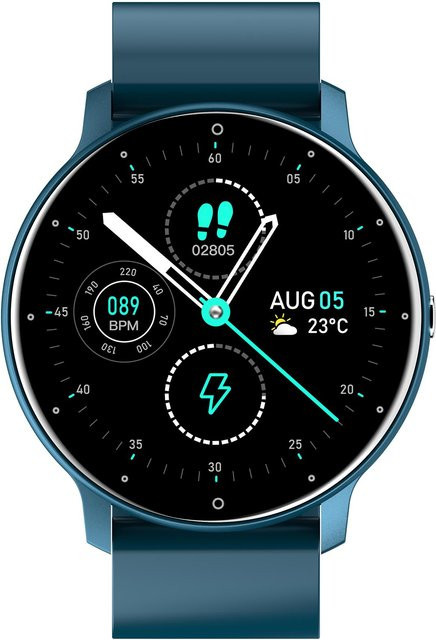LIGE Smartwatch für Damen und Herren mit Herzfrequenzmessung, Blutdruckkontrolle und Anruffunktion, wasserdicht, Farbe: Blau - Bild 1