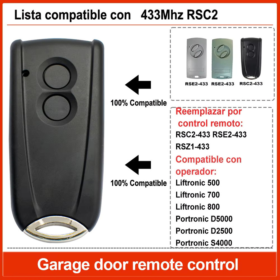 Scimagic-RC Garagentor-Fernbedienung RSC2-433 in Schwarz, kompatibel mit RSC2 RSE2 RSZ1, 433,92 MHz Rolling-Code-Sender - Bild 2