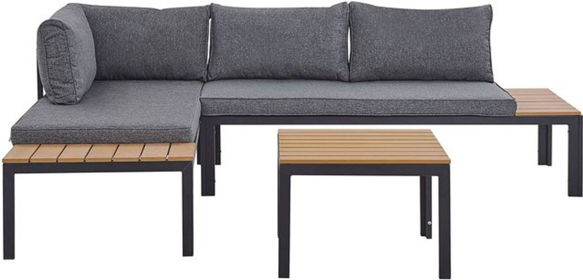BELIANI Lounge Set Modern 4-Sitzer in Grau mit Couchtisch und Auflagen aus Aluminium und Holz für Terrasse und Outdoor - Bild 1