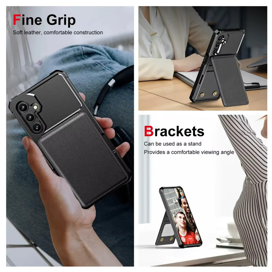 Samsung Kartenfach-Brieftaschenhülle mit Ständer in Schwarz für Galaxy S26 S25 S24 S23 S22 S21 Ultra Plus A57 A37 A56 A36 A26 A55 A35 A54 A34 Cover - Bild 1