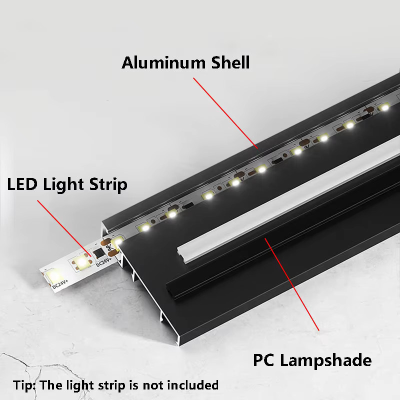 Aluminium Sockelleiste als Aufsatzprofil in Silber für LED-Streifen mit warmweißem Licht, Höhe: 5 cm, Breite: 0,8 cm - Bild 4