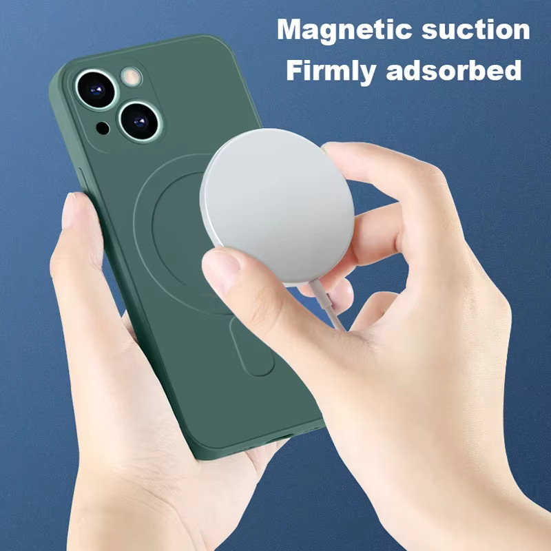 Apple MagSafe Flüssigsilikonhülle mit TPU-Abdeckung für iPhone, Farbe: Blau - Bild 2