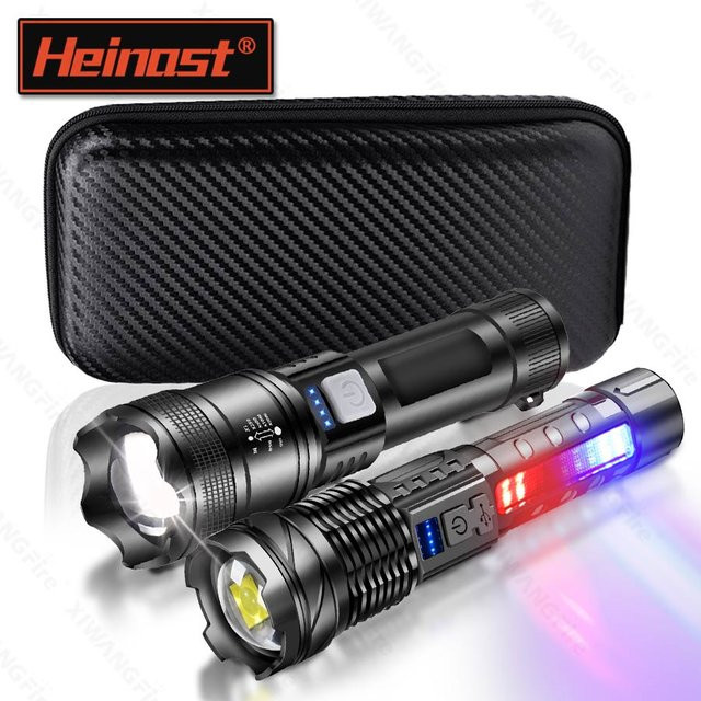 Heinast Handtaschenlampe in Schwarz, leistungsstarke wiederaufladbare Taschenlampe aus Metall mit Zoom für Outdoor-Abenteuer - Bild 1