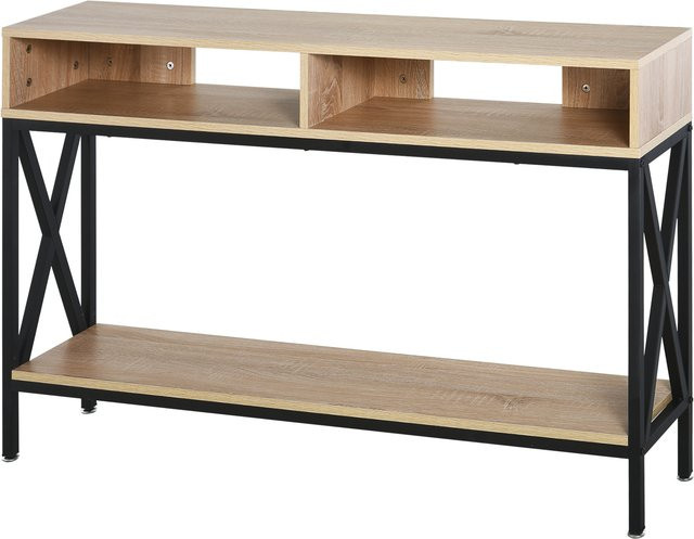 HOMCOM Konsolentisch im Industrial Design aus Eiche Holz und Metall, B/T/H: 120 x 23,5 x 75 cm - Bild 1