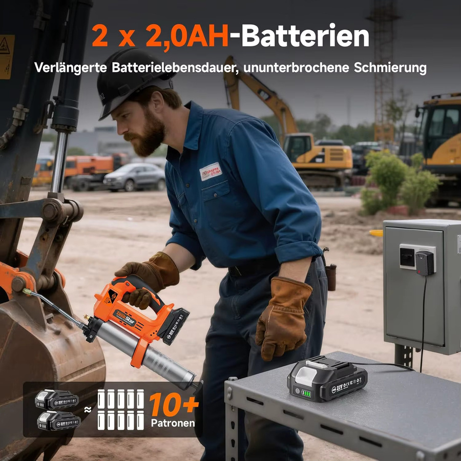 Taskstar Elektrisches Fettpressen-Set 10000 PSI in Orange für Makita 18V Akku mit 4,6 oz/min Förderrate - Bild 6