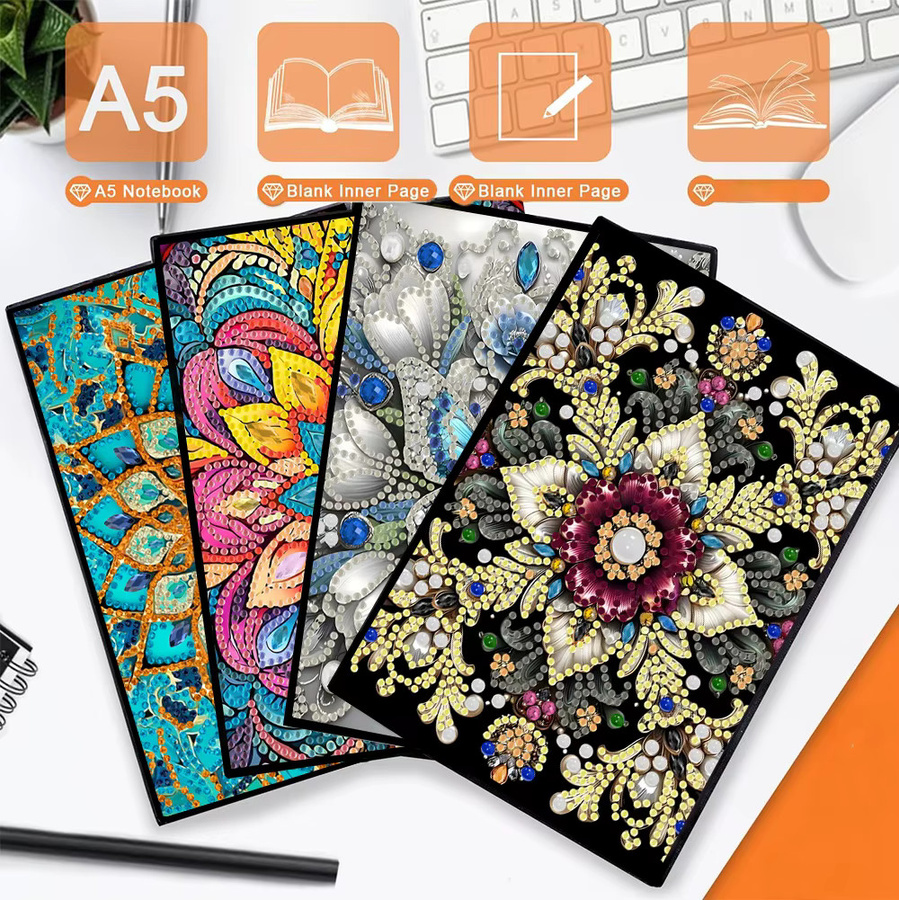 DIY-Notizbuch mit Mandala-Muster als Diamantmalerei-Set für Erwachsene, Hardcover-Besprechungsprotokollbuch in Multicolour - Bild 3