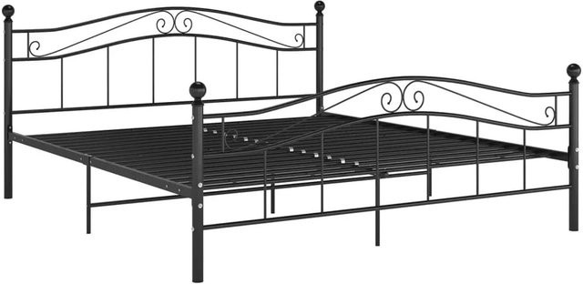 vidaXL Bett aus Metall in Schwarz Matt, Modernes Doppelbett für Erwachsene, B/T: 200 x 200 cm - Bild 1