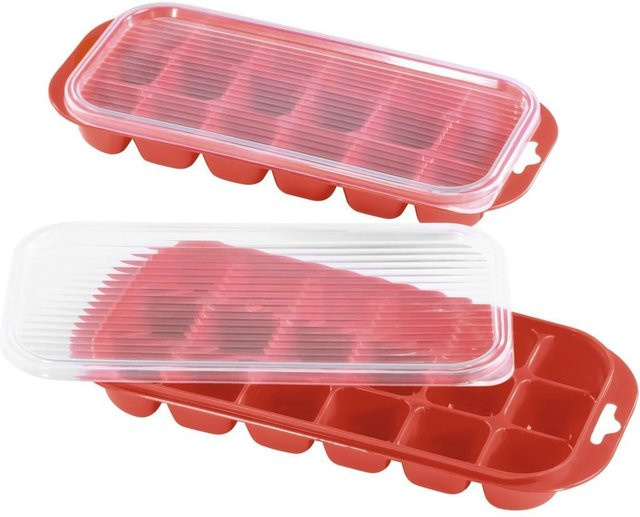 XavaX Eiswürfelform Set aus Silikon mit Deckel in Rot für 36 Eiswürfel - Bild 1
