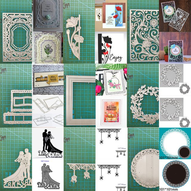 Metall Schneidestempel und Prägeschablonen mit Blumenmuster in Rot und Silber für DIY Bastelarbeiten und Scrapbooking - Bild 1