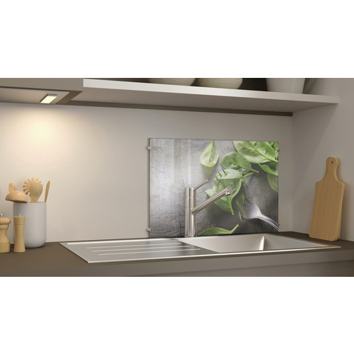 NOVADOORS Glasboard Basil On Fork in Mehrfarbig mit abstraktem Design aus Glas - Bild 1