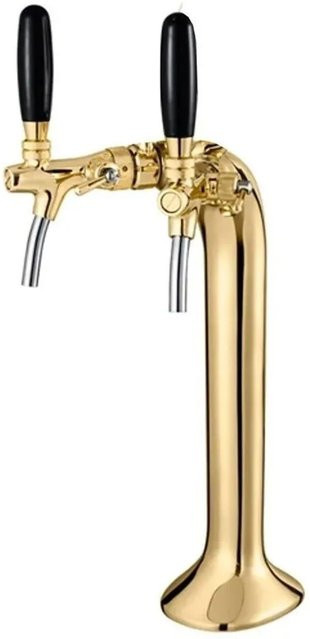 Ich-Zapfe Schanksäule Bierzapfsäule 2-leitig in Gold aus Metall - Bild 1