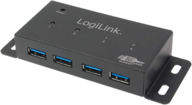 LogiLink USB 3.0 Hub UA0149 mit 4 Ports und Metallgehäuse in Schwarz und Grau inklusive Netzteil - Bild 1