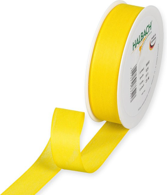 Halbach Dekoband in Baumwolloptik aus Polyester, Zitronengelb, Breite: 2,5 cm, Länge: 5 m - Bild 1