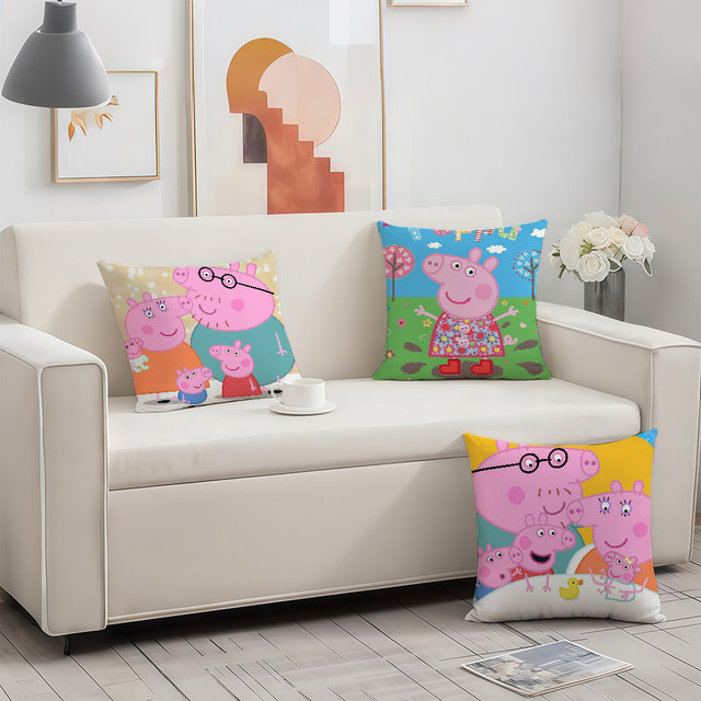 Peppa Pig Kissenbezug von Hasbro, quadratisch, mehrfarbig, doppelseitig bedruckt mit Reißverschluss - Bild 1