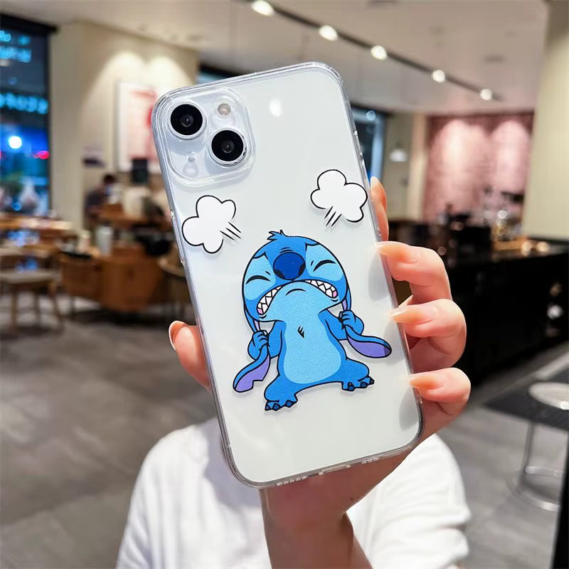 Transparente Handyhülle mit niedlichem Stitch-Cartoon Design für Apple iPhone 11 bis iPhone 17e Pro Max und XS Max - Bild 3