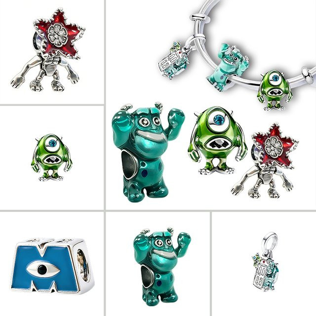 Potdemiel Charm-Perlen, Mike Wazowski & Demogorgon, Silber, Kristall, Damen - Bild 1