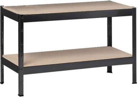 SCHULTE REGALWELT Grundregal aus Metall und Holz in Schwarz mit 2 Fachböden, B: 100 cm, T: 35 cm, H: 43 cm - Bild 1