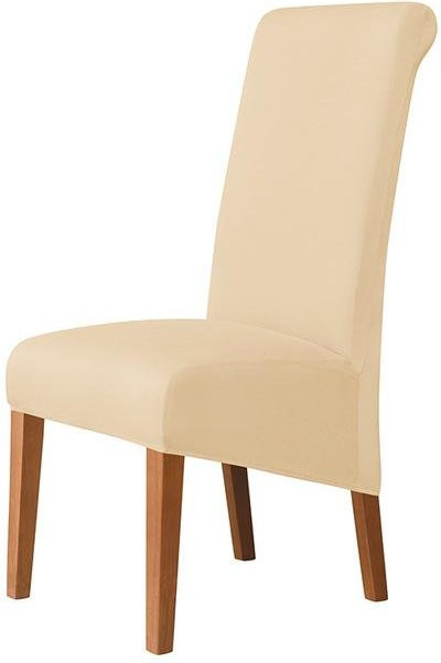 Stuhlhussen mit hoher Rückenlehne aus Jacquard-Stretch-Spandex in Beige, XL Größe (60-75 cm) - Bild 1