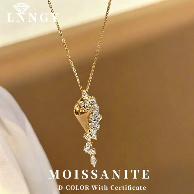 Lnngy Halskette, Moissanit, Gold, Messing, Damen - Bild 1