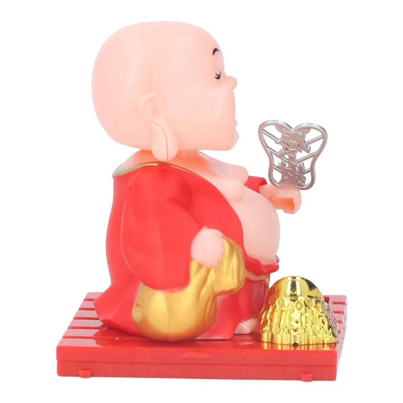 OutsideWorld Buddha Statue mit Solarenergie als orientalische Dekoration für Zuhause und Auto in Rot - Bild 3