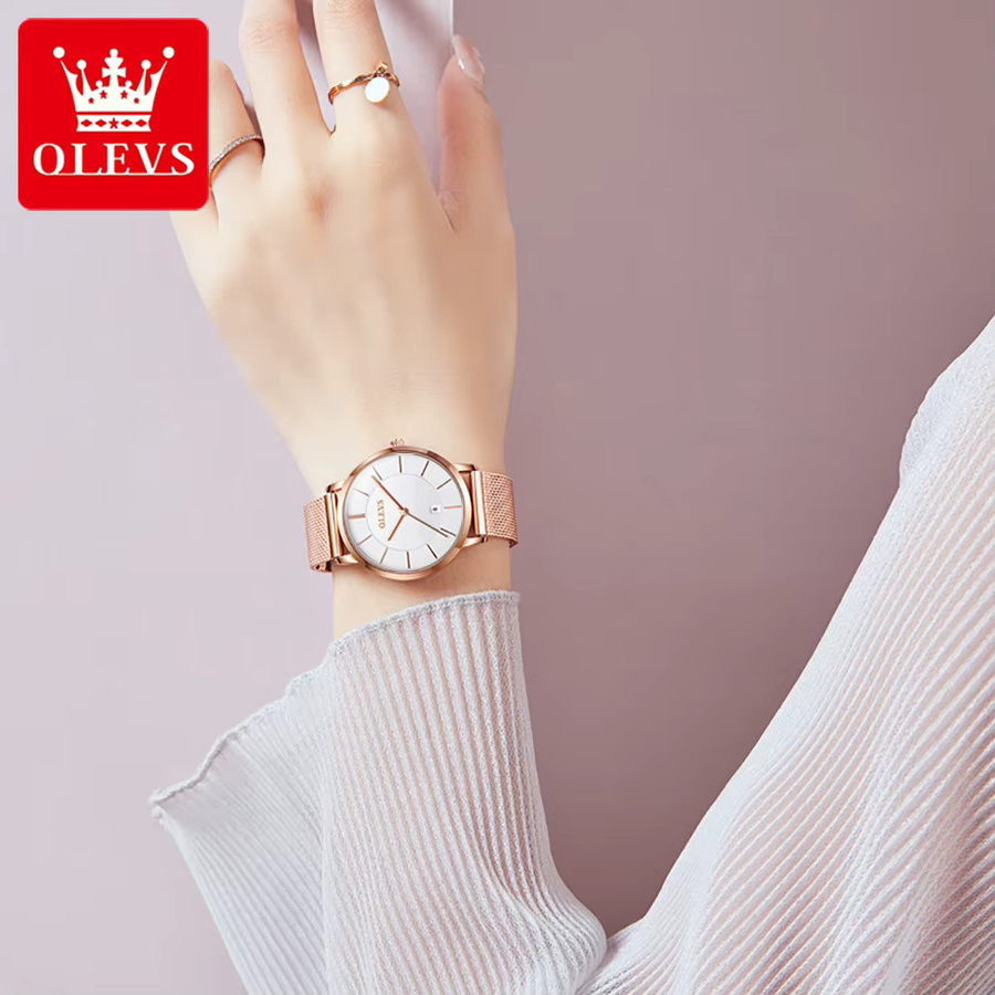 Olevs Armbanduhr Quarz, Edelstahl, Roségold, Damen - Bild 3