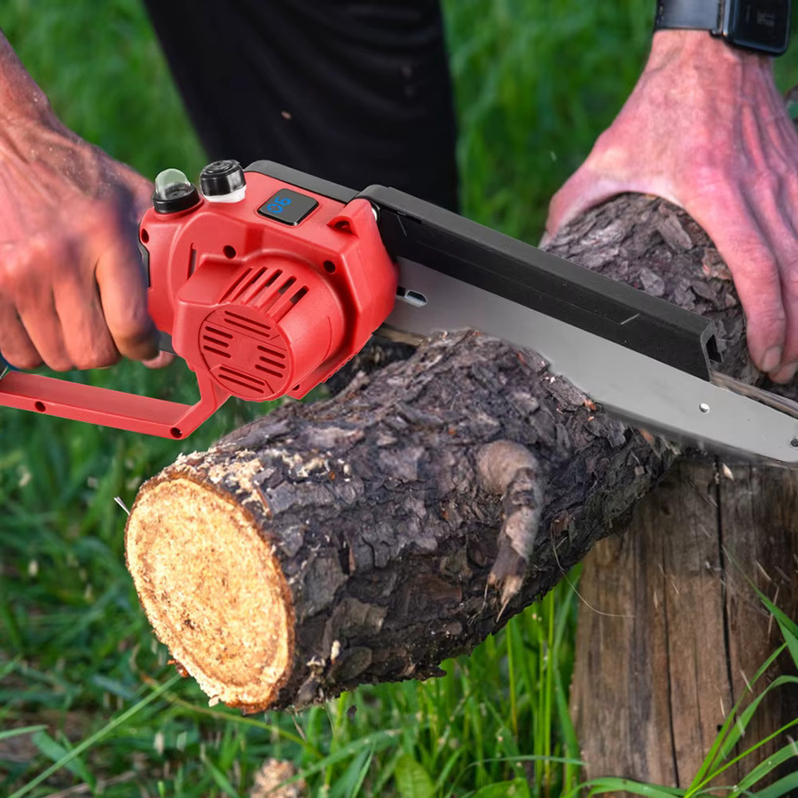 ONEVAN kabellose bürstenlose elektrische Kettensäge mit 4500 W Leistung und 45000 U/min, 8-Zoll-Holzschneidewerkzeug in Rot, kompatibel mit Makita LXT Akkus - Bild 4
