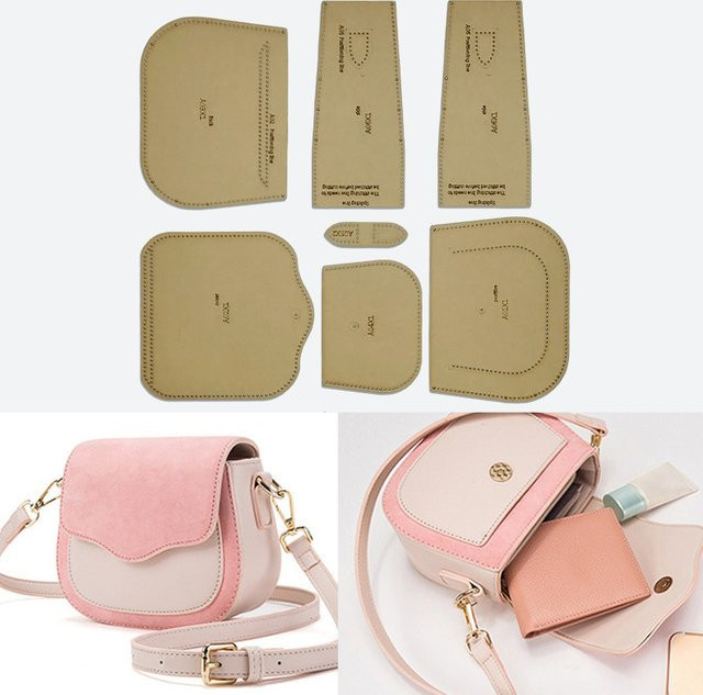 YOMDID 7er Set DIY Nähmuster aus Kraftpapier für handgemachte Leder-Umhängetaschen - Bild 1