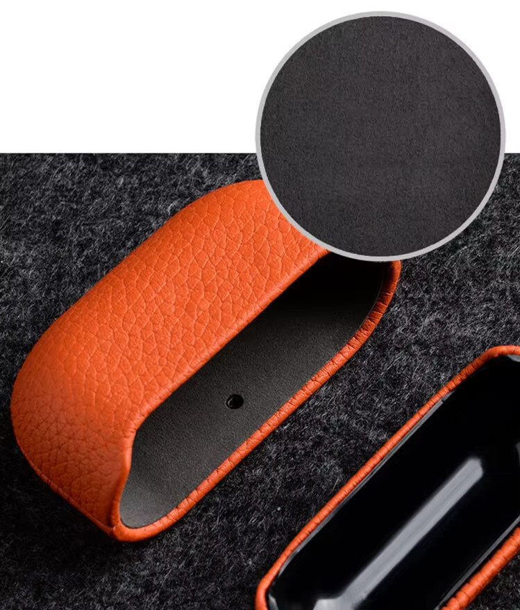 Melkco Echtes Rindsleder Schutzhülle für AirPods Pro, Pro 2, AirPods 4, 3, 2, 1 in Orange - Bild 2