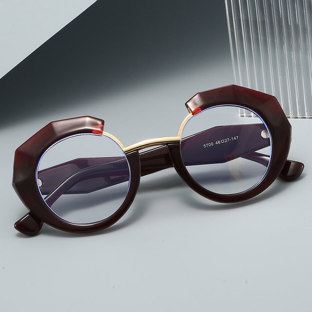 Korrektionsbrille für Damen, rund, Halbrand, blaues Licht blockierend, gold - Bild 1