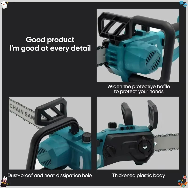 Makita Akku-Kettensäge 600W mit 12 Zoll Schiene, kabellose elektrische Holzbearbeitungs-Säge in Blau für 18/20V Akkus - Bild 4