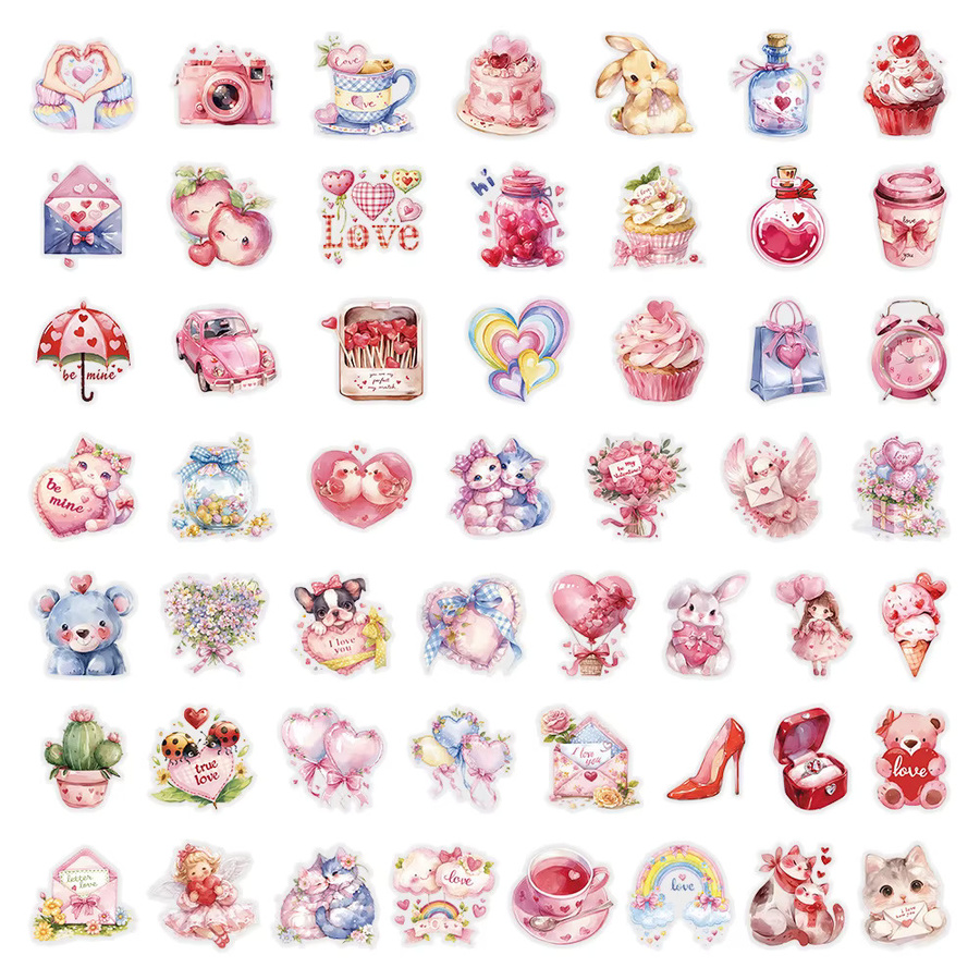 Kpustyle Valentinstag Tier Aufkleber in Transparent Rosa für Scrapbooking und Dekoration - Bild 2