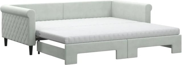 vidaXL Tagesbett ausziehbar mit Matratze in Hellgrau aus Samt, B/T/H: 200 x 100 x 110 cm - Bild 1