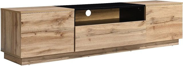 Vente-unique TV-Board Cemilina in Schwarz und Naturfarben Hell mit 180 cm Breite - Bild 1
