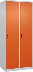 C+P Spind Classic PLUS Spind mit 2 Abteilen, Stahlkonstruktion, Lichtgrau/Reinorange, H x B x T: 185 x 80 x 50 cm - Bild 1
